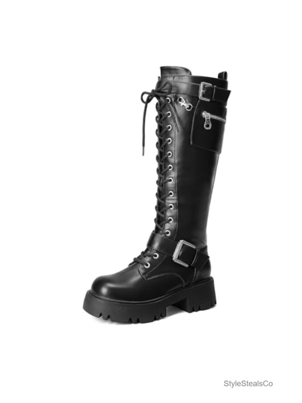 Dream Pairs Womens Knee High Combat Boots Platform Heels Faux Leather